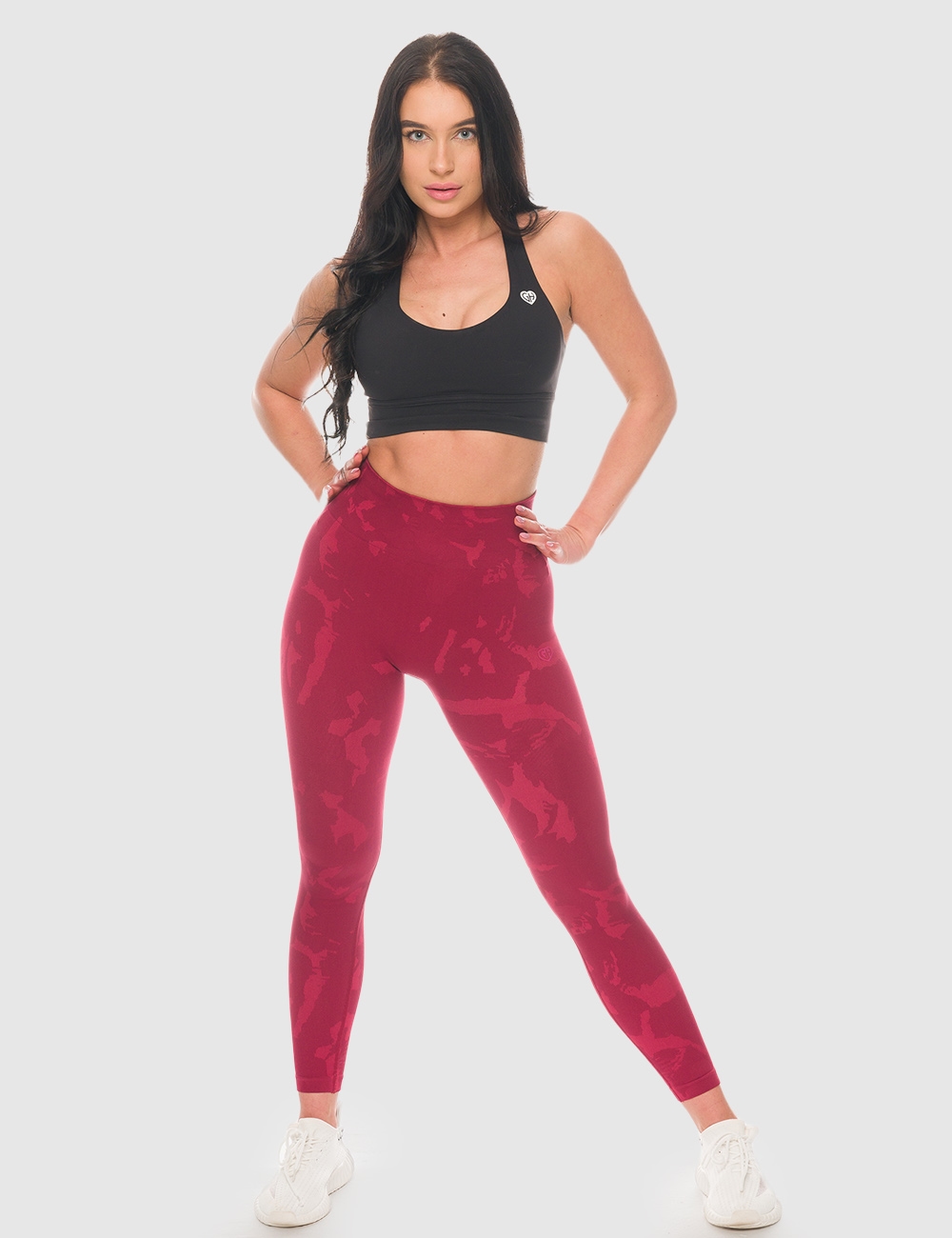 Legginsy sportowe Dots Bordo - Gymhero