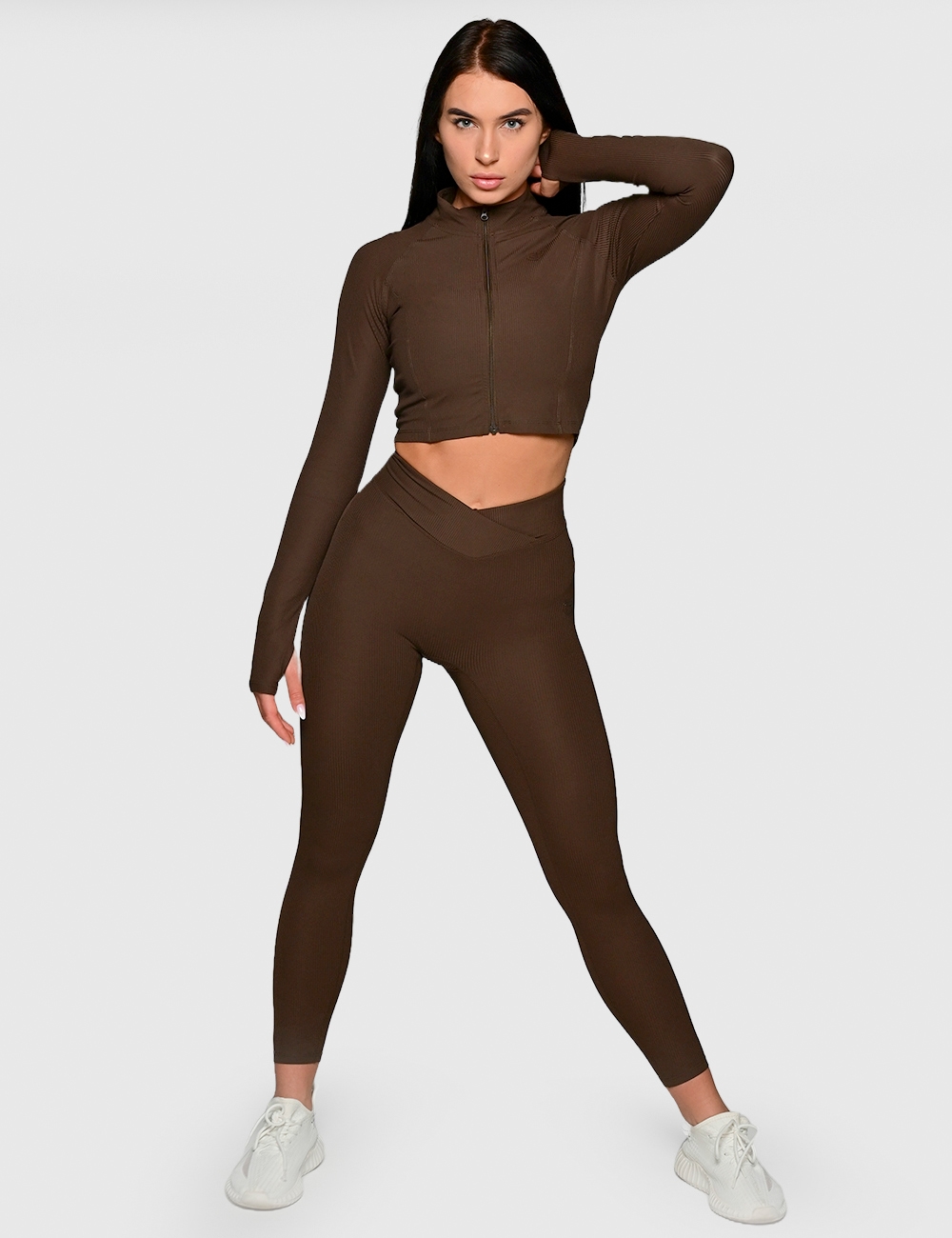 Legginsy Sportowe Spunky Fit brązowe  - Gymhero