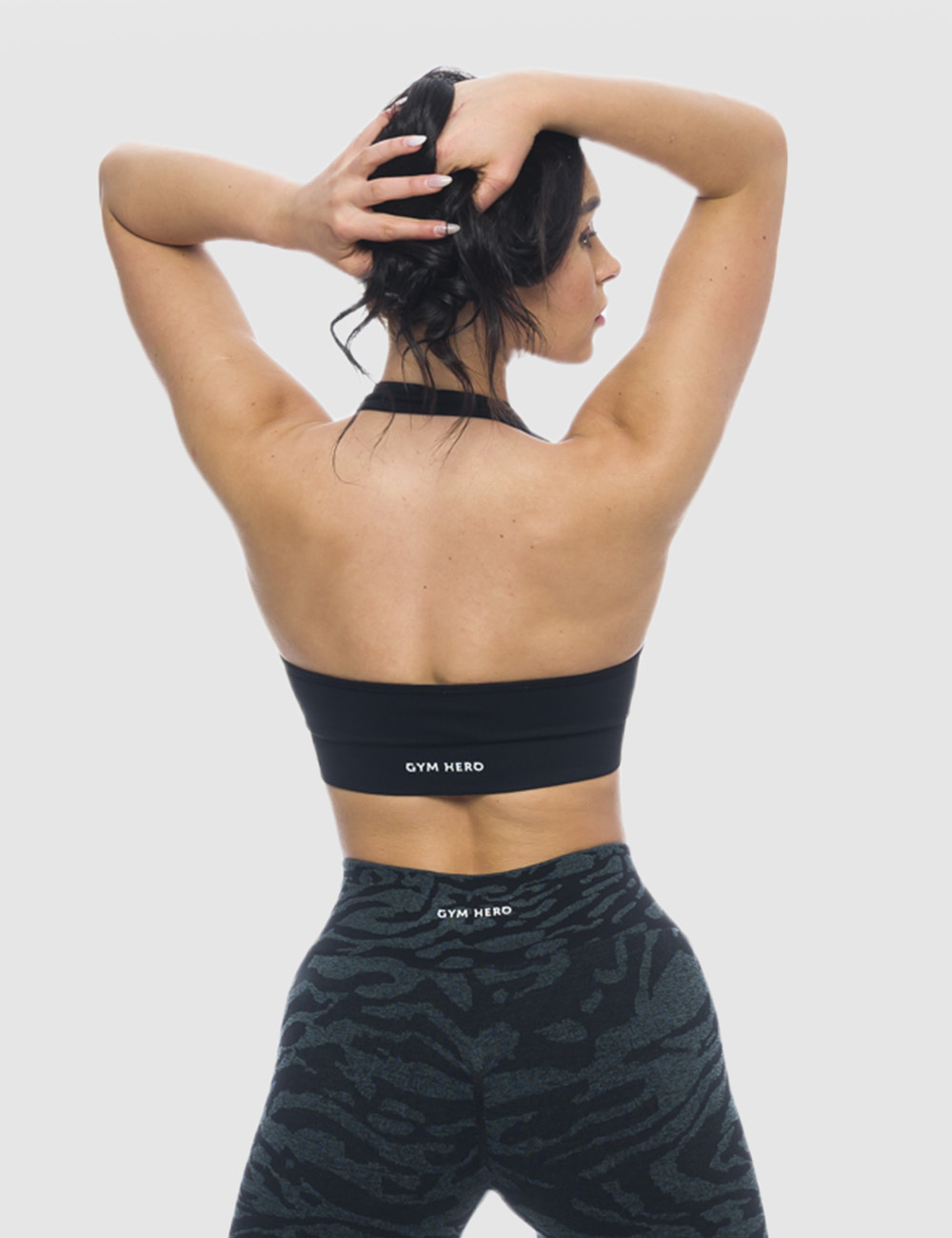 Stanik Sportowy Halter Czarny - Gymhero