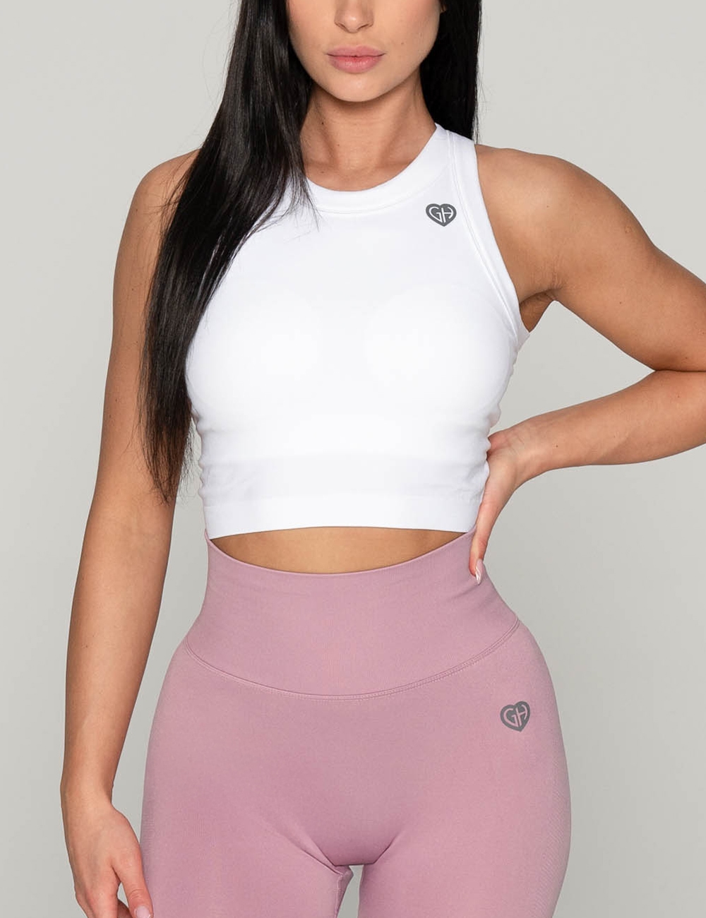 Crop Top bezszwowy Power Top Biały - Gymhero