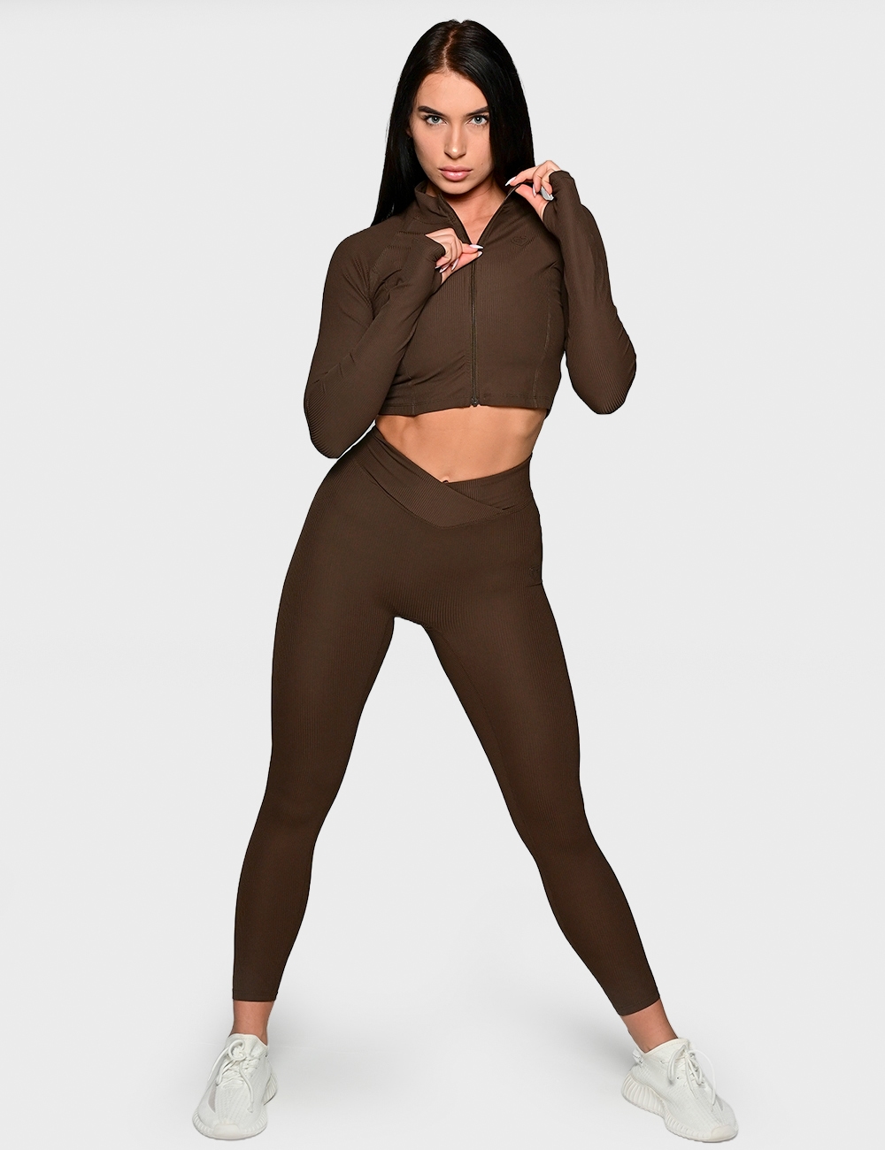 Legginsy Sportowe Spunky Fit brązowe  - Gymhero