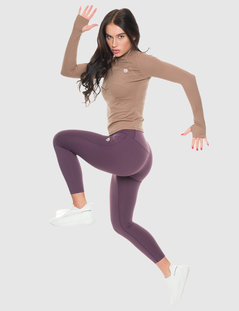 Longsleeve Runner Support Beż - Gymhero