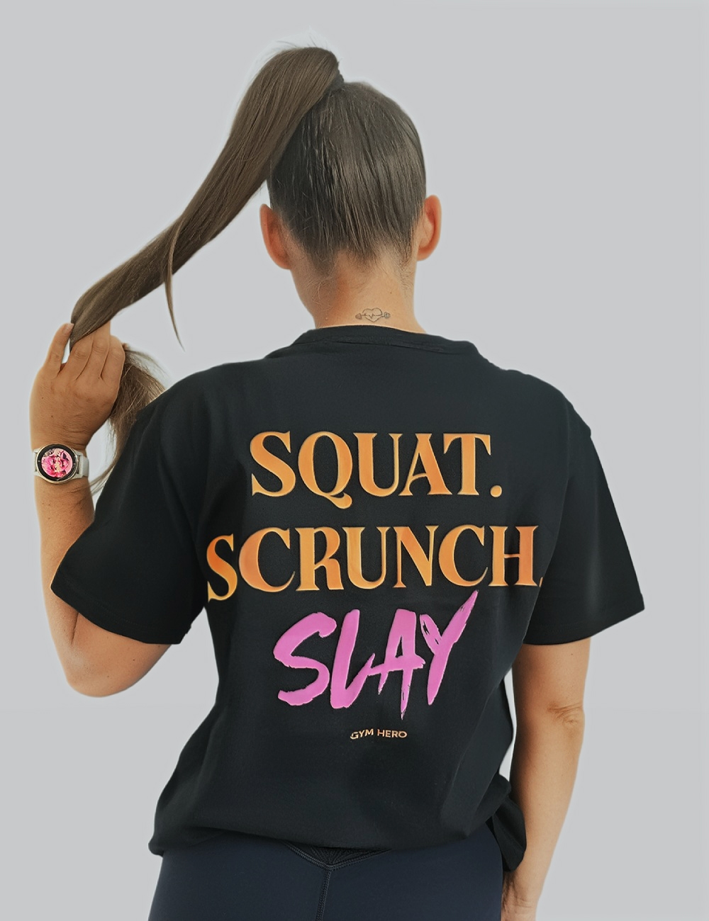 T-Shirt Gym Hero „Fitness Club – SQUAT. SCRUNCH. SLAY - Gymhero