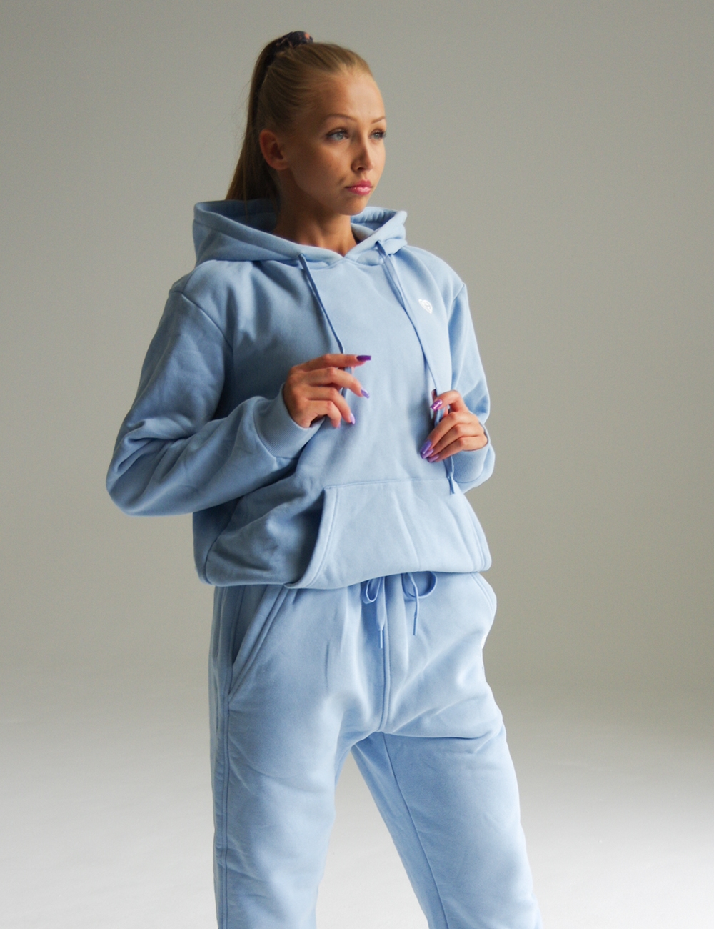 Bluza dresowa z kapturem babyblue - Gymhero