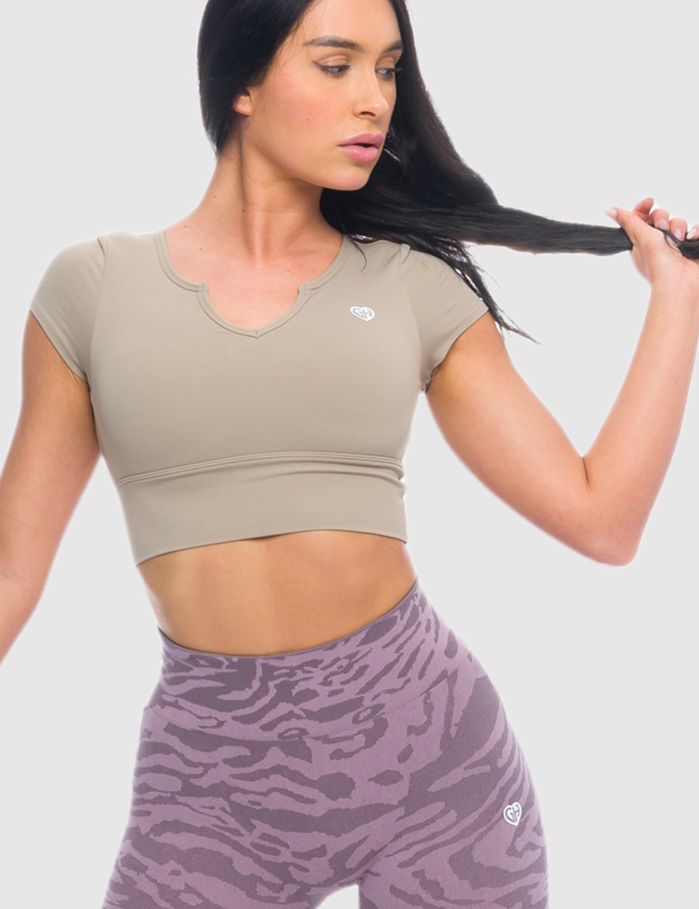 Koszulka Venice Crop Beż - Gymhero
