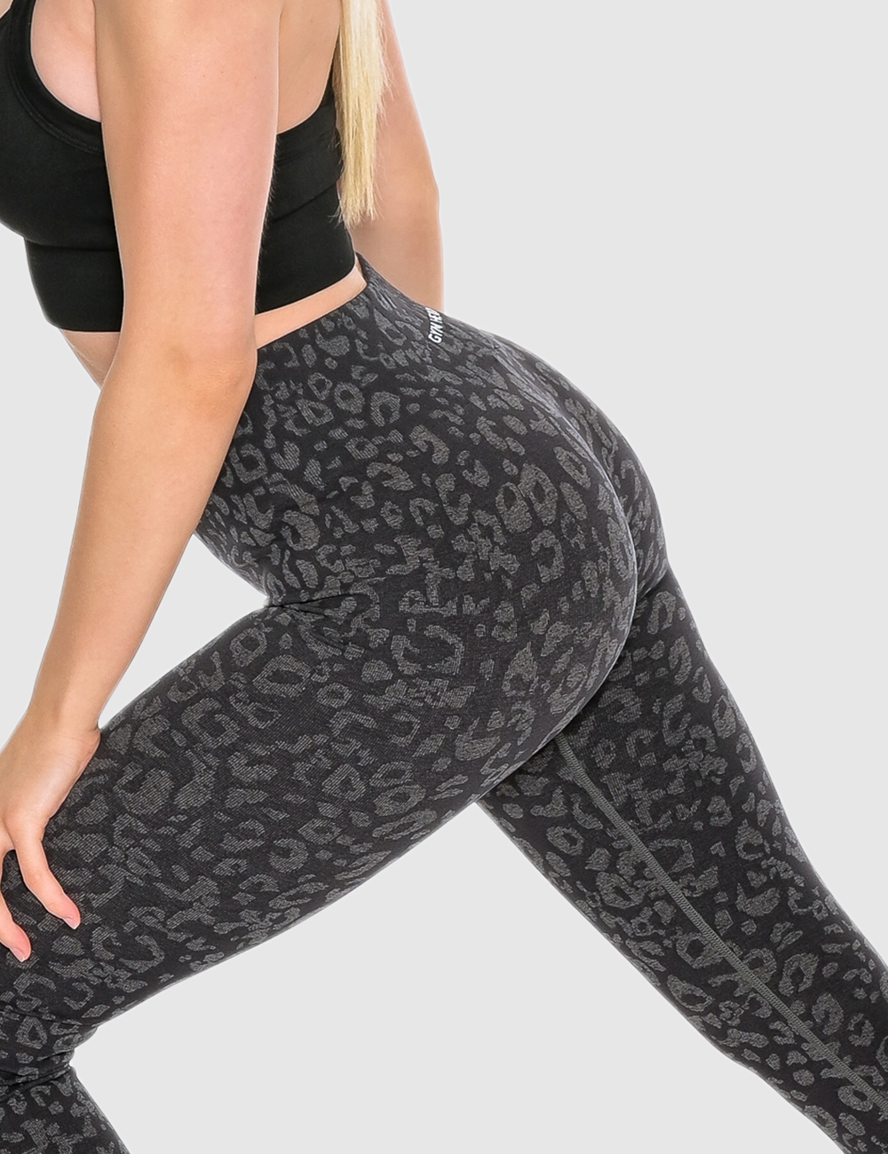 Legginsy Bezszwowe Leopard Czarne - Gymhero