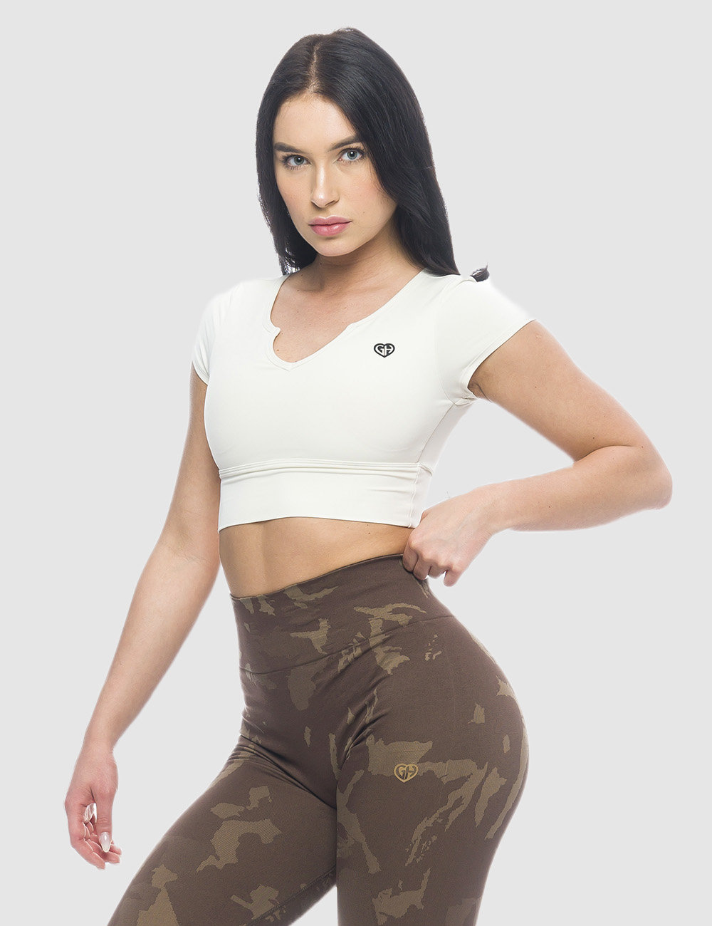 Koszulka Venice Crop Kremowa - Gymhero