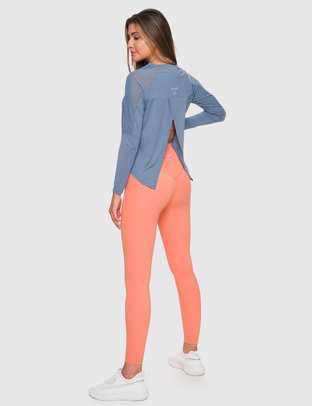 Longsleeve Open Back GHxQCZAJ Niebieski - Gymhero