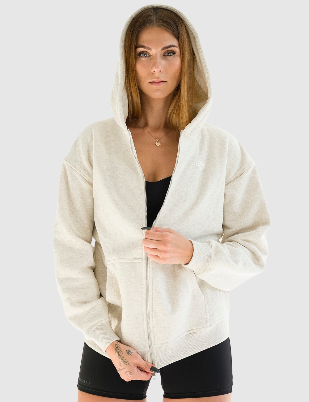 Bluza sportowa na zamek Comfy Beżowa - Gymhero
