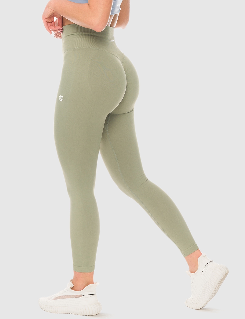 Legginsy bezszwowe Scrunch Oliwkowe  - Gymhero