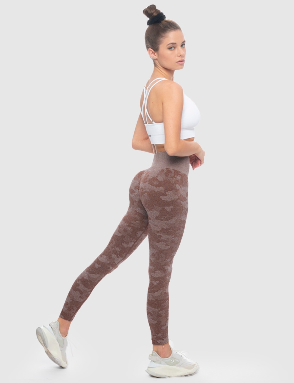 Legginsy Sportowe Gym Force Brązowe  - Gymhero