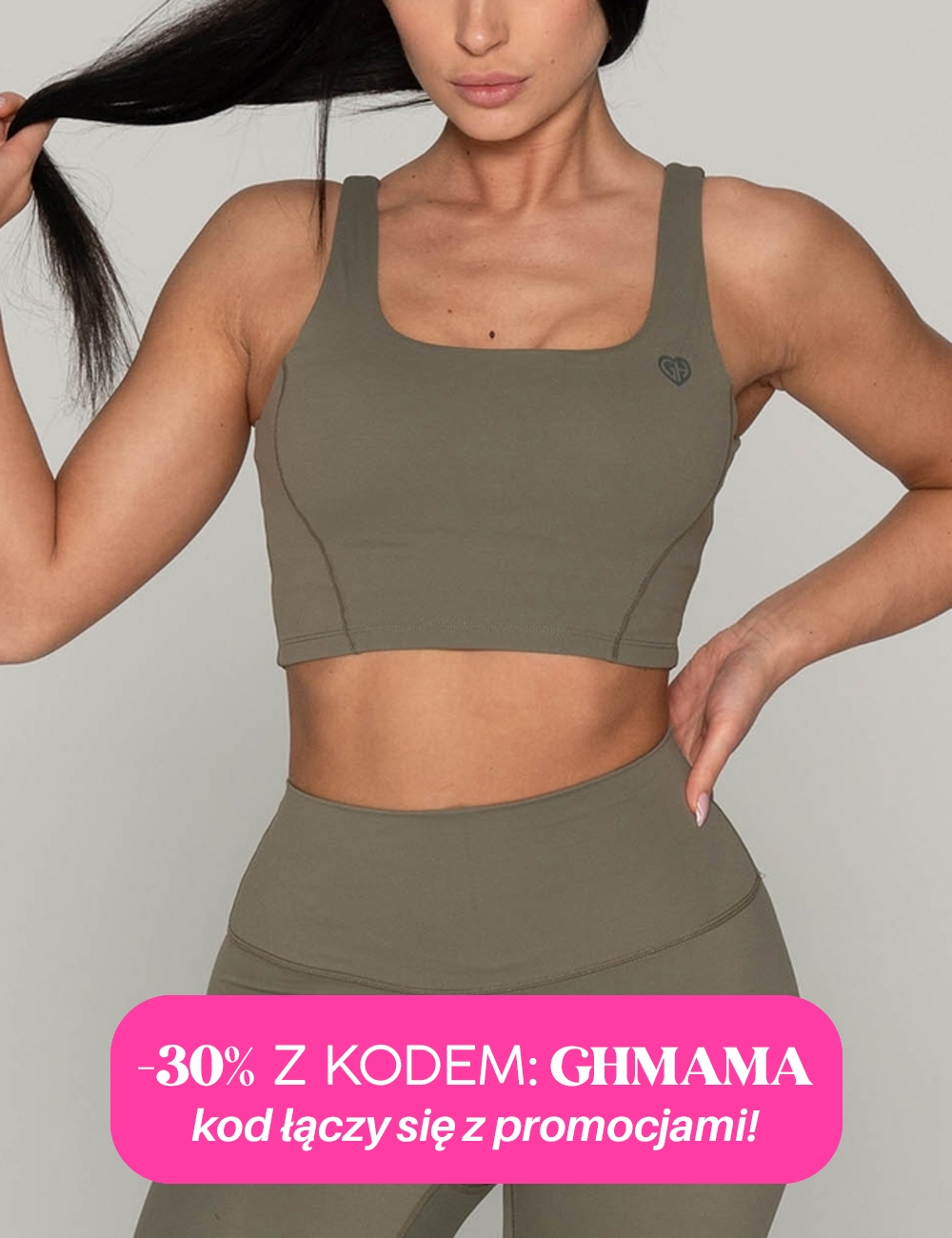 Stanik Sportowy Easy-One Khaki - Gymhero