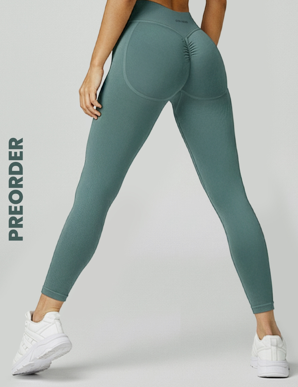 Legginsy bezszwowe Scrunch 2.0 Flat Green - Gymhero