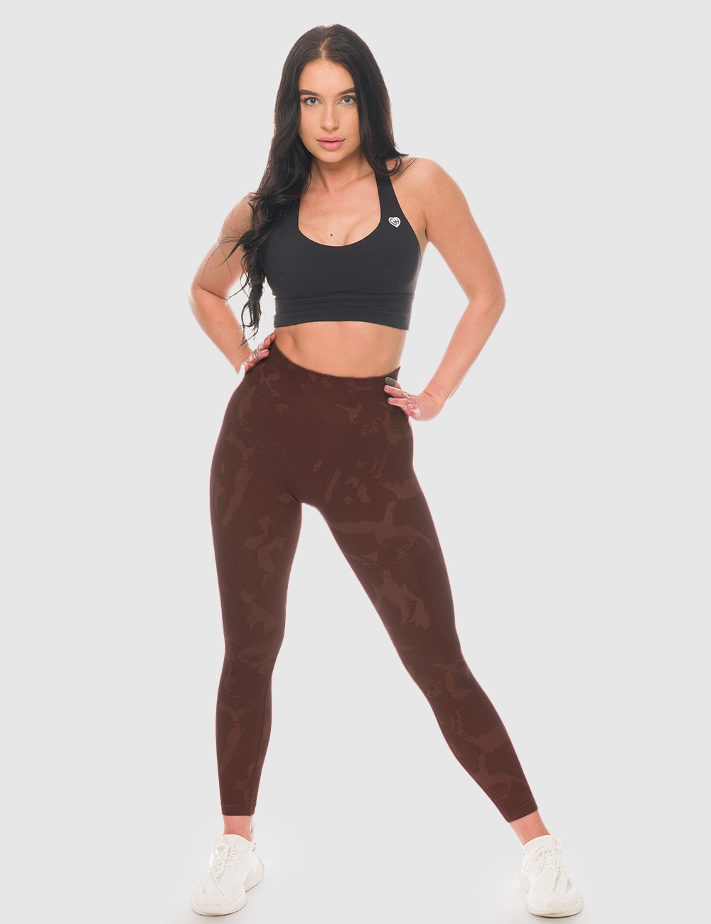 Legginsy sportowe Dots 2.0 brązowe - Gymhero