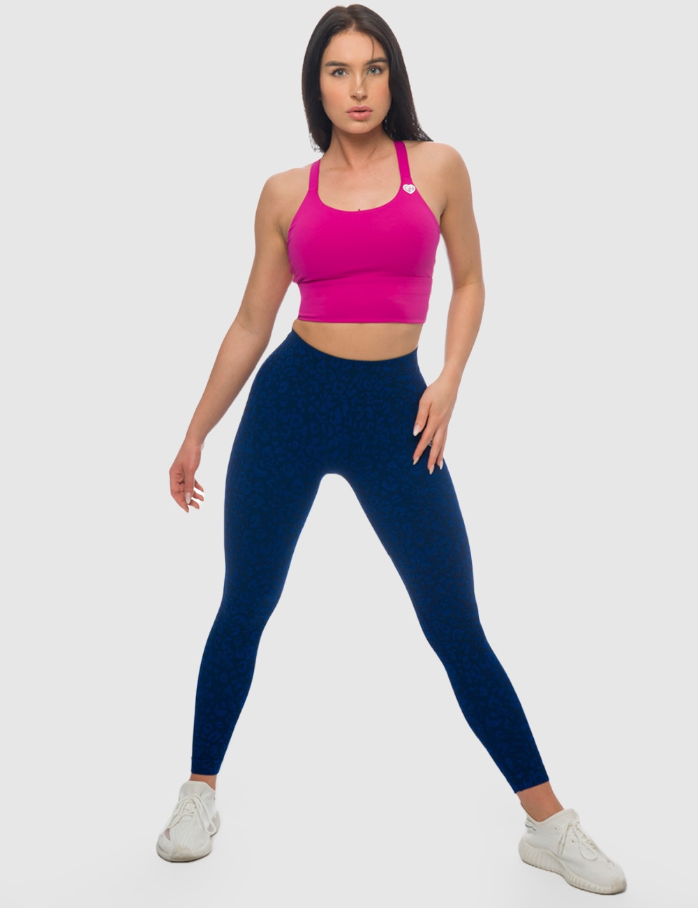 Legginsy Bezszwowe Leopard Granatowe - Gymhero