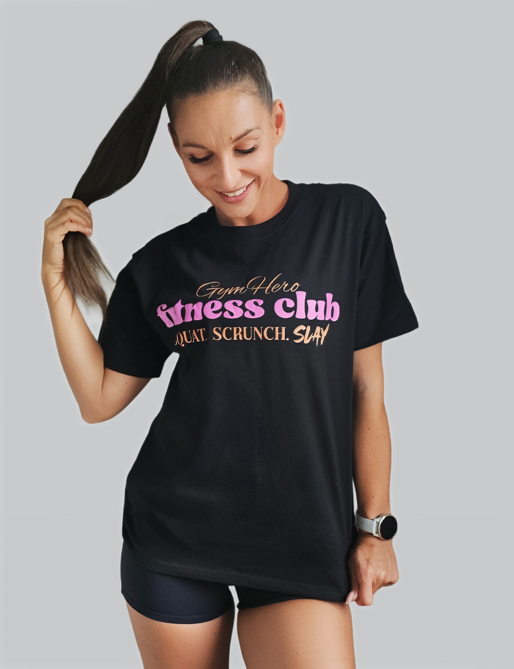 T-Shirt Gym Hero „Fitness Club – SQUAT. SCRUNCH. SLAY - Gymhero
