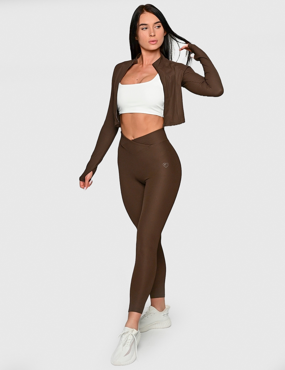 Legginsy Sportowe Spunky Fit brązowe  - Gymhero