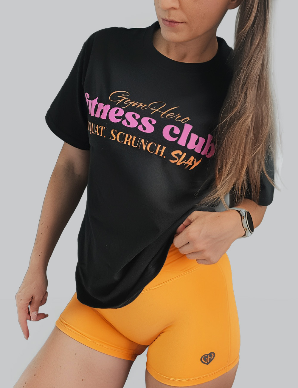 T-Shirt Gym Hero „Fitness Club – SQUAT. SCRUNCH. SLAY - Gymhero
