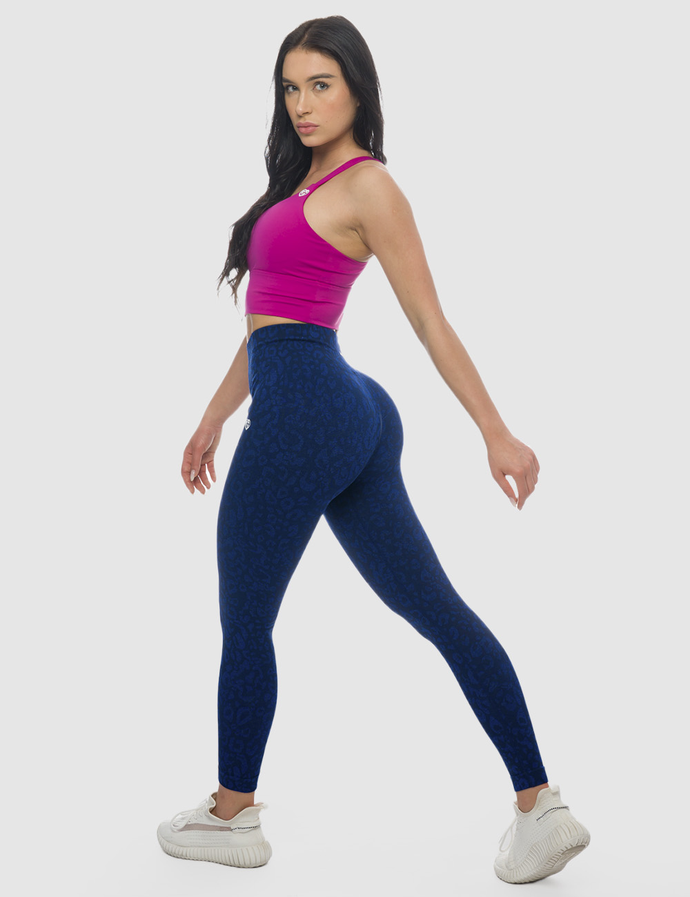 Legginsy Bezszwowe Leopard Granatowe - Gymhero