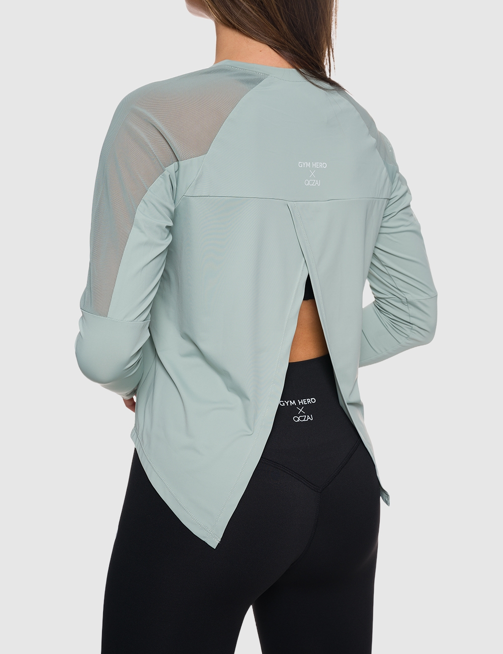 Longsleeve Open Back GHxQCZAJ Zielony - Gymhero