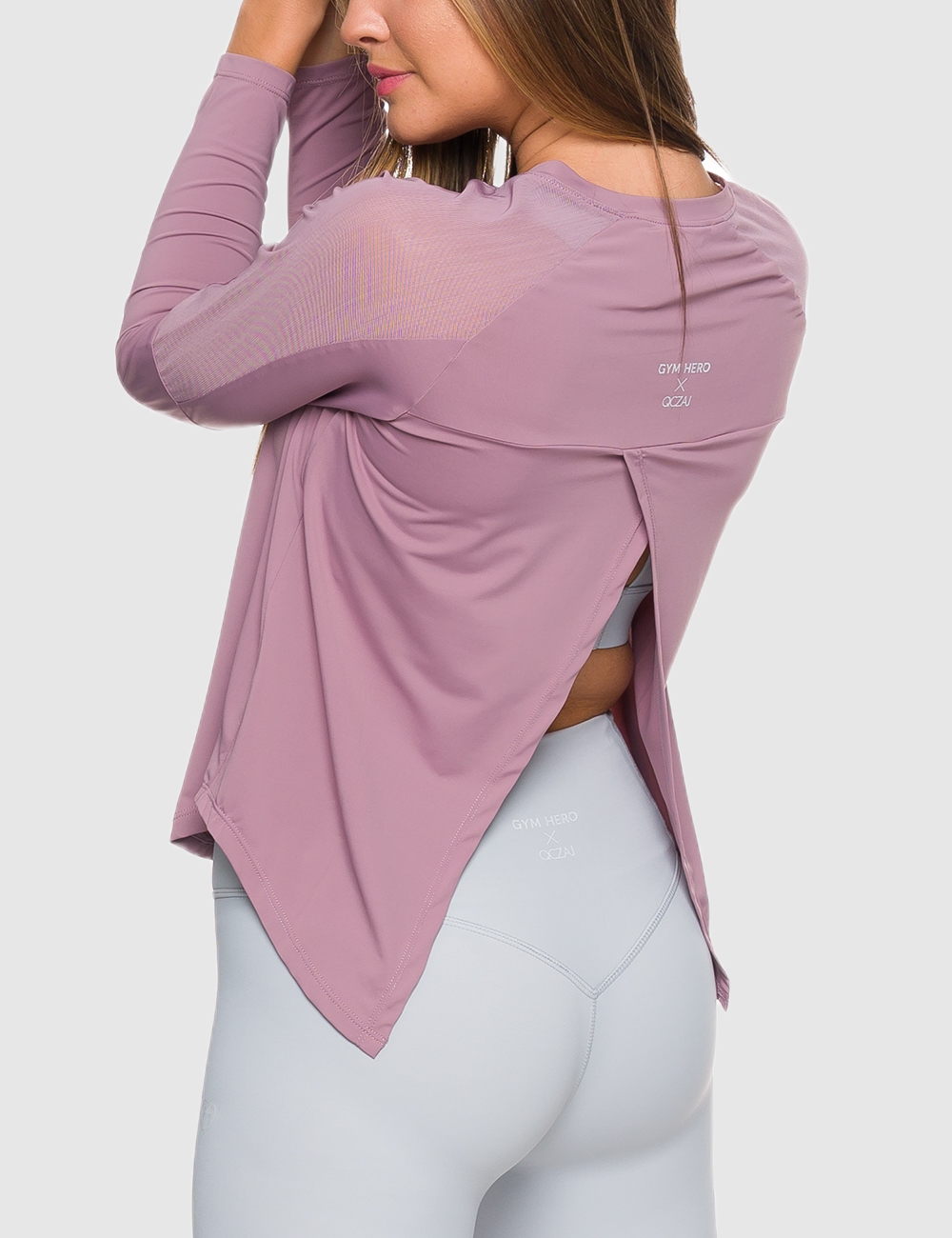 Longsleeve Open Back GHxQCZAJ Brudny Róż - Gymhero