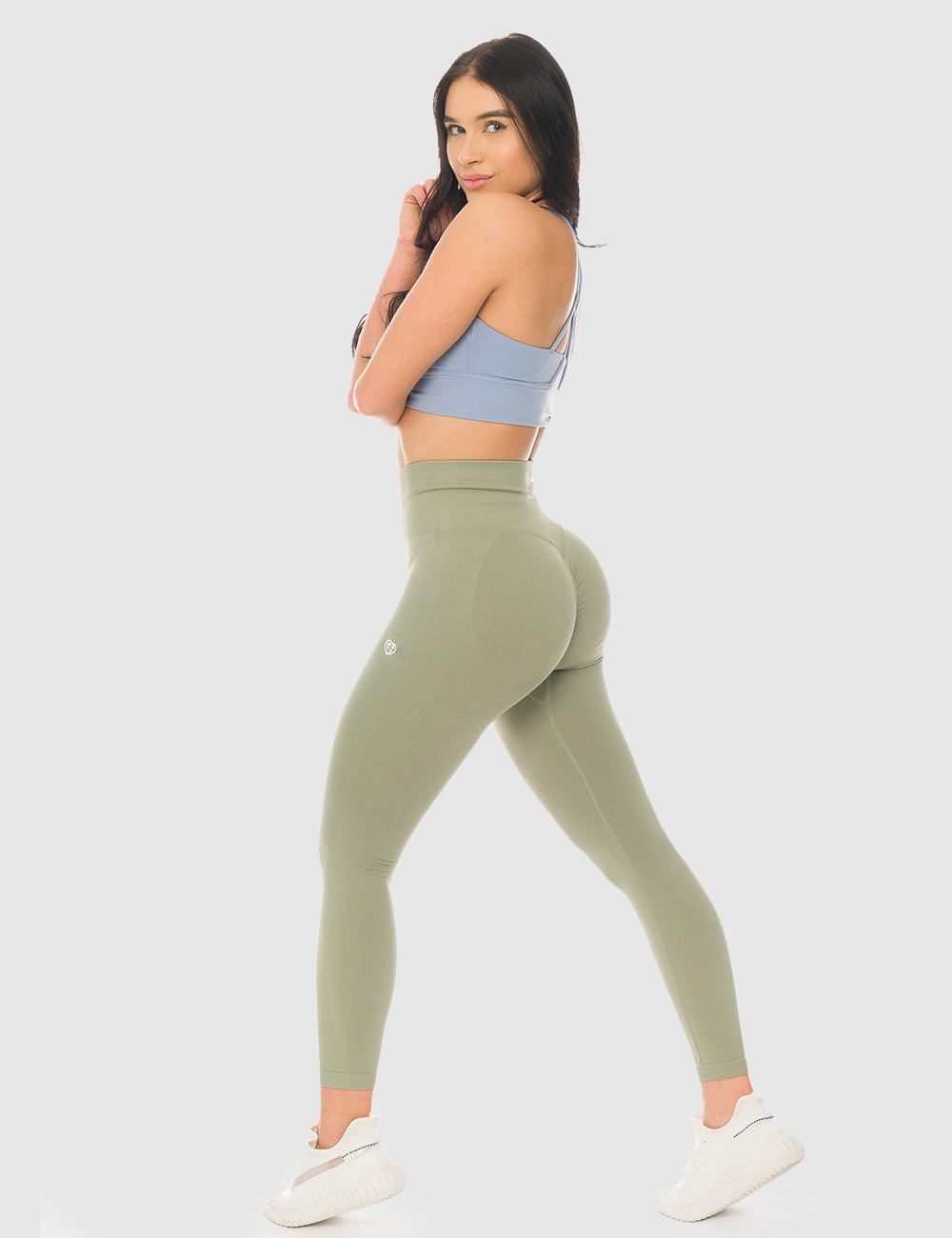 Legginsy bezszwowe Scrunch Oliwkowe  - Gymhero
