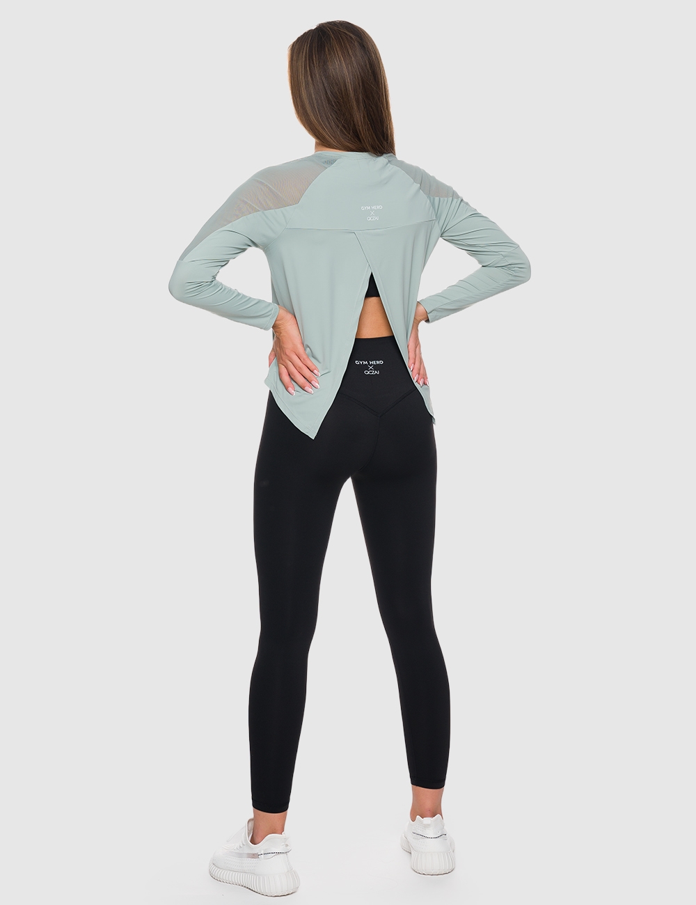Longsleeve Open Back GHxQCZAJ Zielony - Gymhero