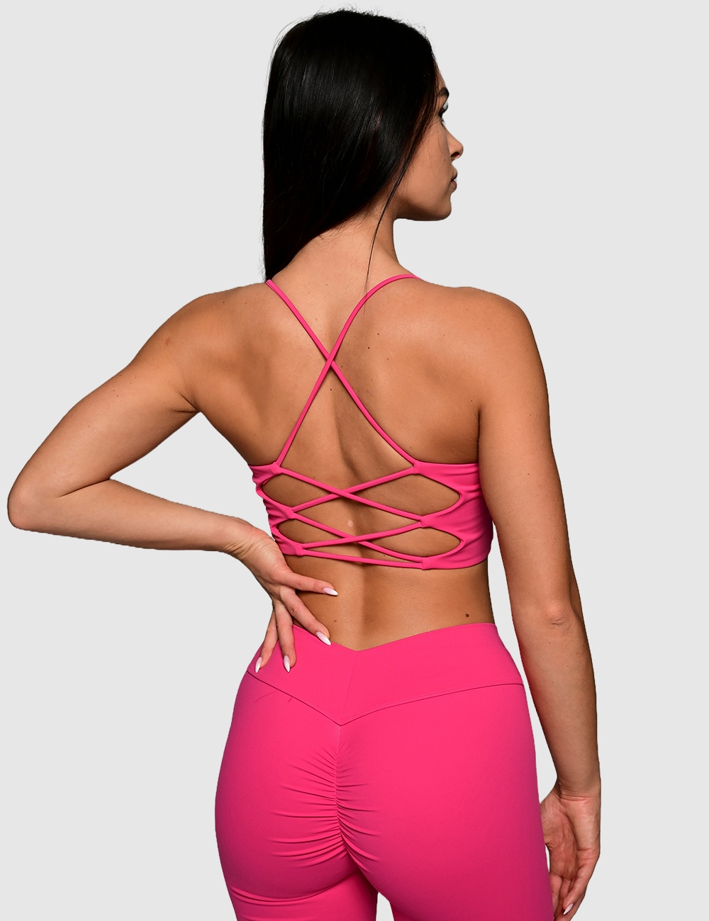 Legginsy sportowe CHARM FIT neon róż - Gymhero