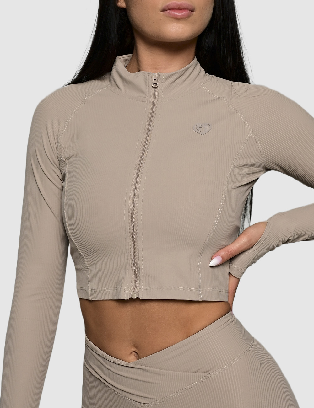 Longsleeve Sportowy Spunky Fit beżowy - Gymhero