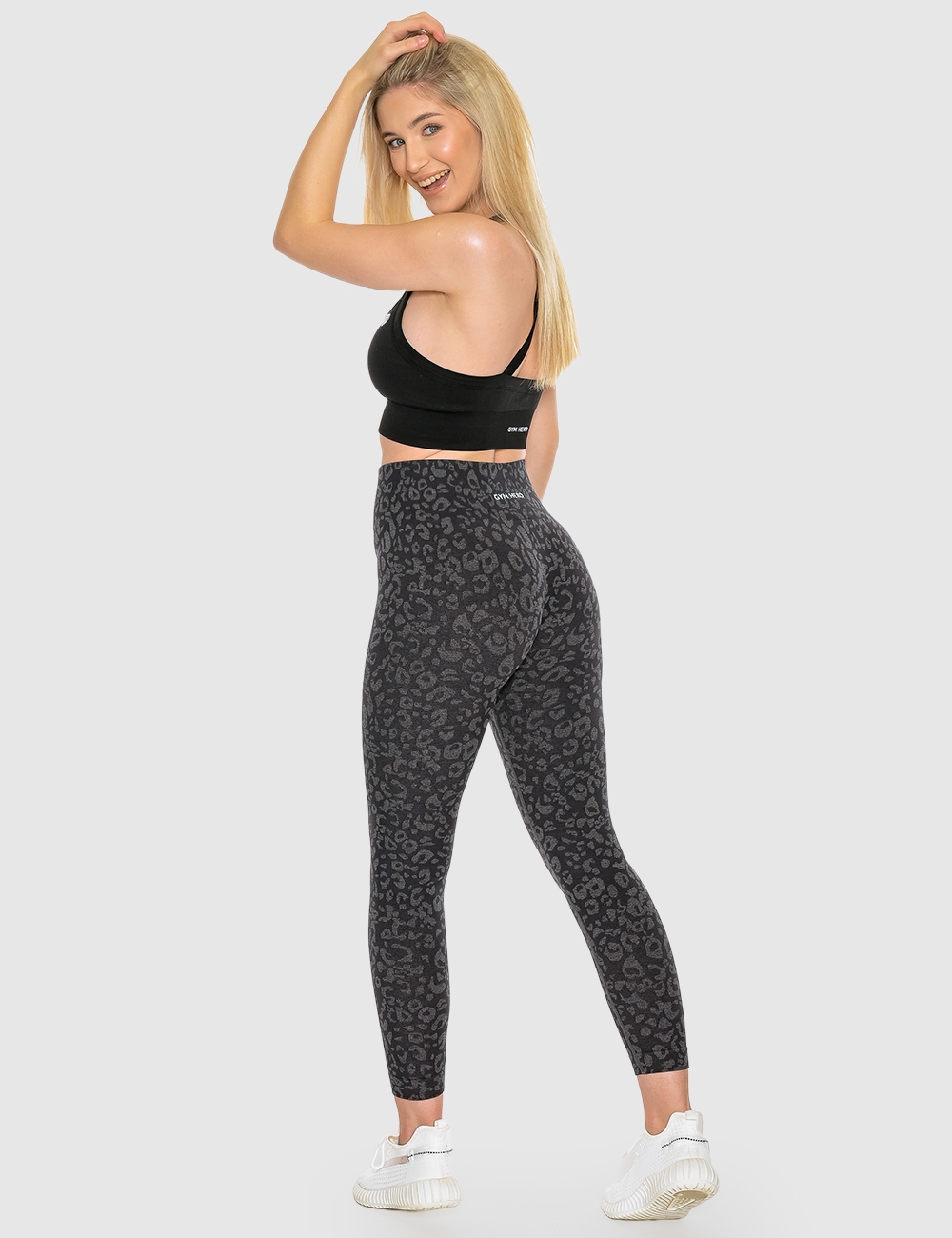 Legginsy Bezszwowe Leopard Czarne - Gymhero