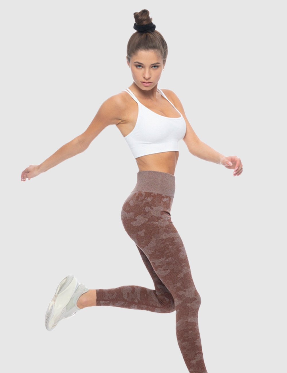 Legginsy Sportowe Gym Force Brązowe  - Gymhero