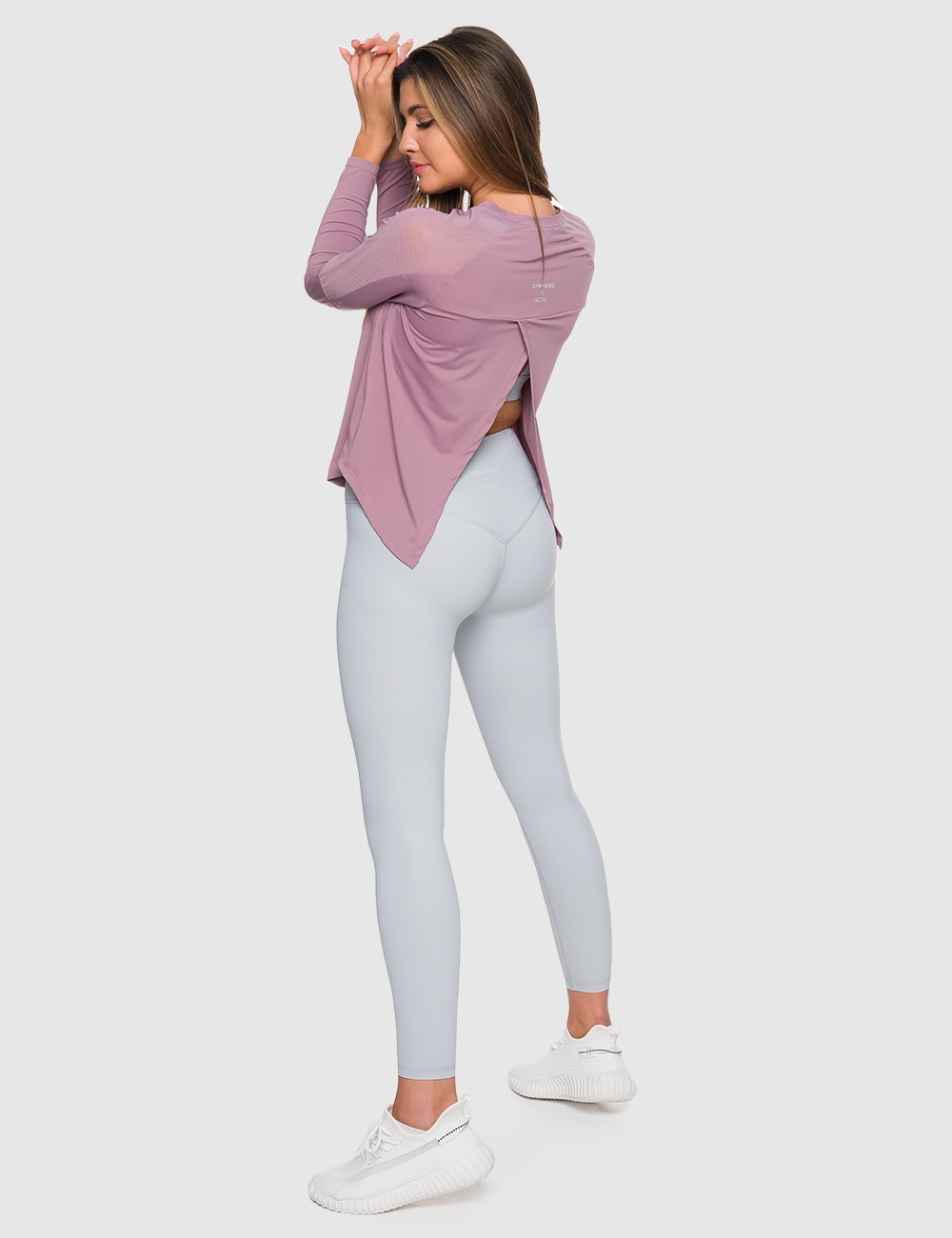 Longsleeve Open Back GHxQCZAJ Brudny Róż - Gymhero