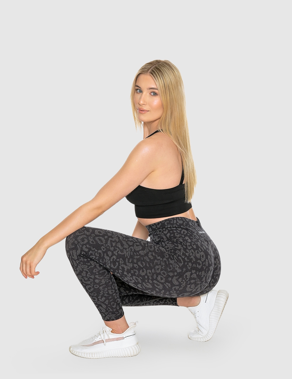 Legginsy Bezszwowe Leopard Czarne - Gymhero