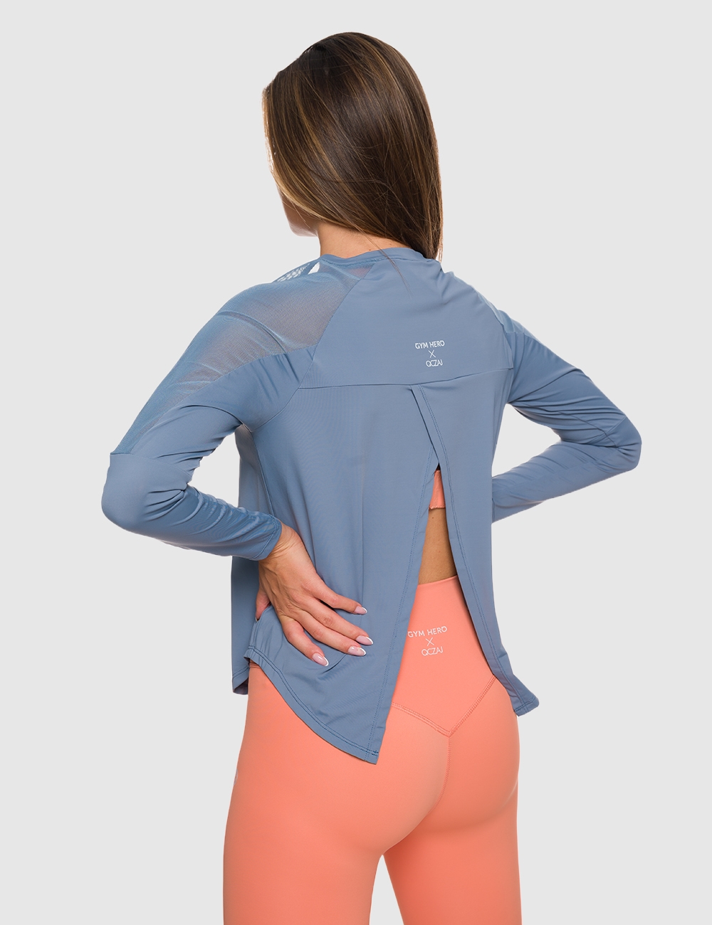 Longsleeve Open Back GHxQCZAJ Niebieski - Gymhero