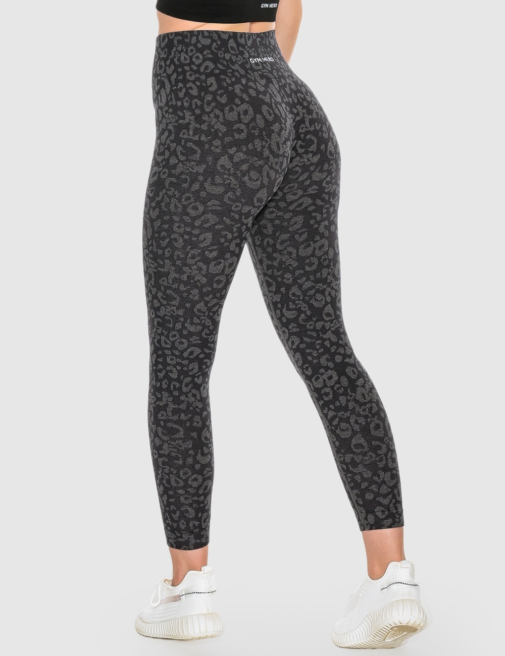 Legginsy Bezszwowe Leopard Czarne - Gymhero