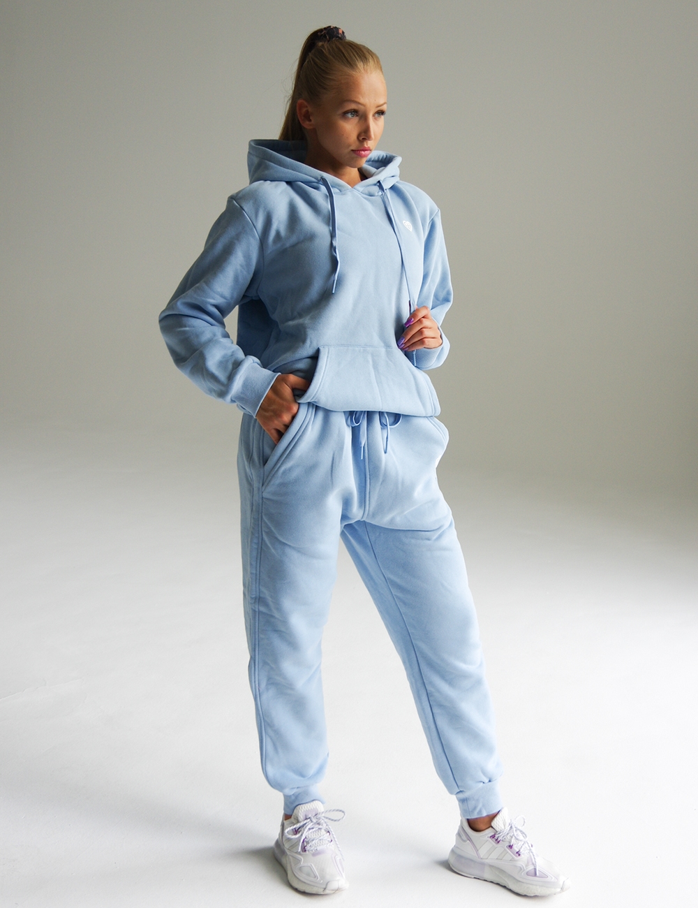 Bluza dresowa z kapturem babyblue - Gymhero