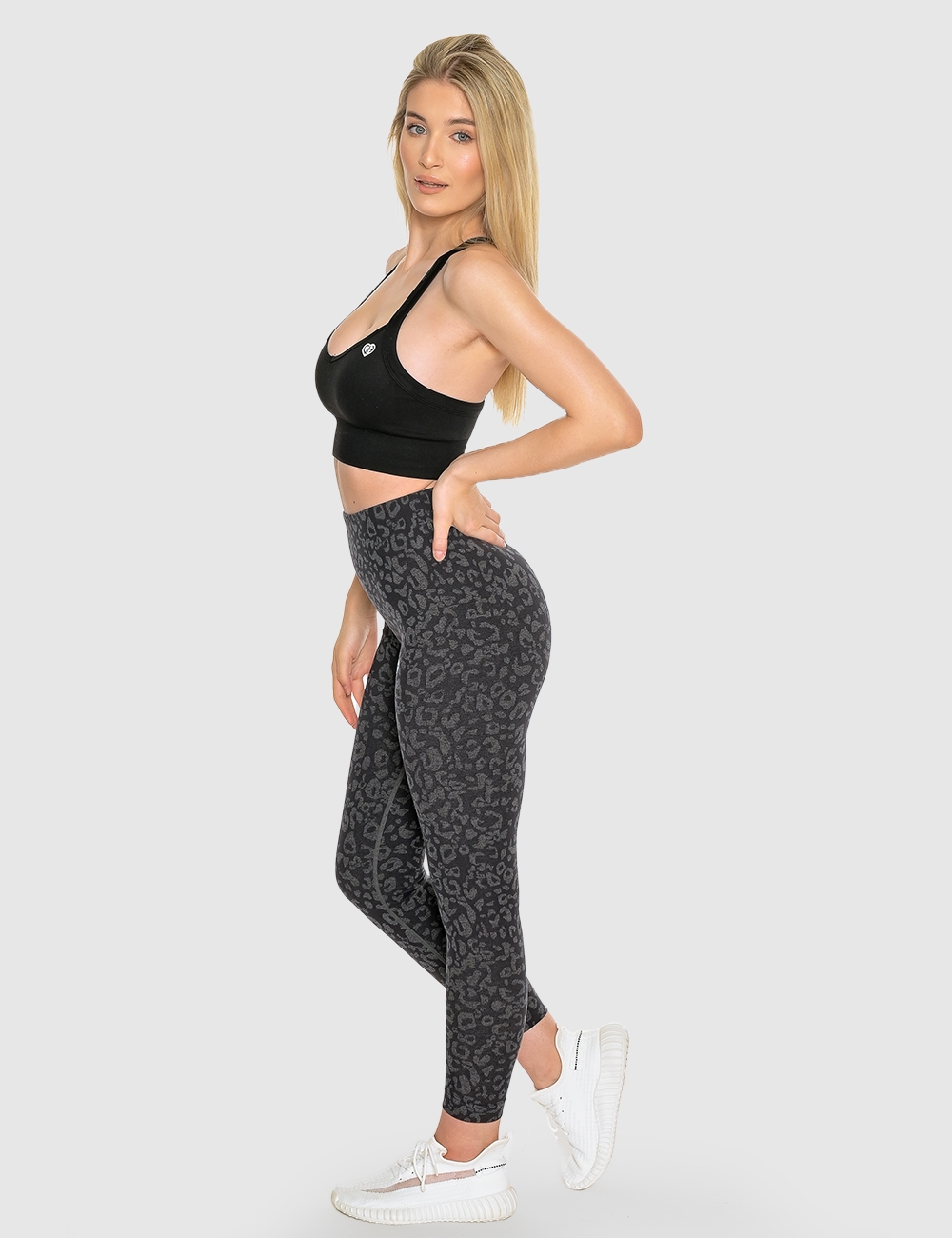 Legginsy Bezszwowe Leopard Czarne - Gymhero
