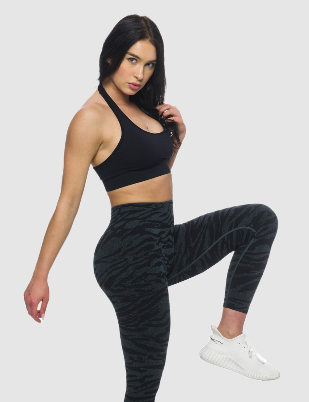 Stanik Sportowy Halter Czarny - Gymhero