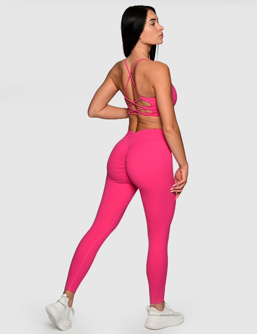 Legginsy sportowe CHARM FIT neon róż - Gymhero