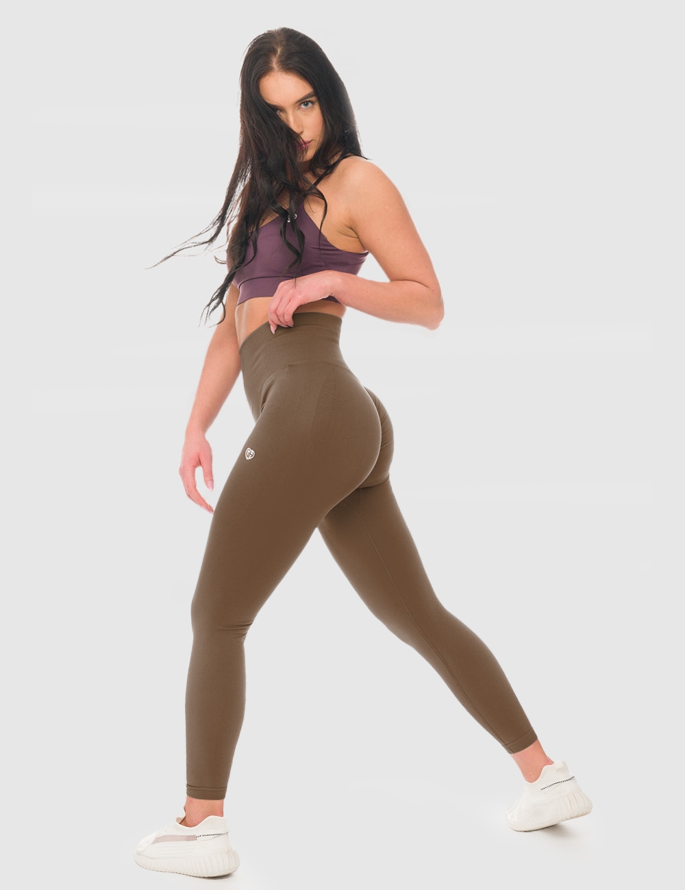 Legginsy Bezszwowe Scrunch Brązowe - Gymhero