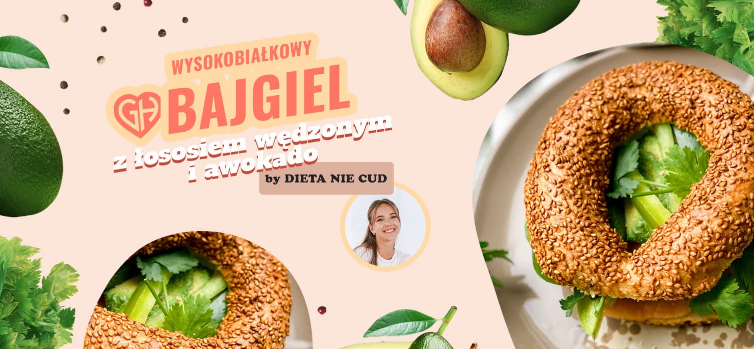 Przepis na Wysokobiałkowy bajgiel z łososiem wędzonym i awokado by DIETA NIE CUD